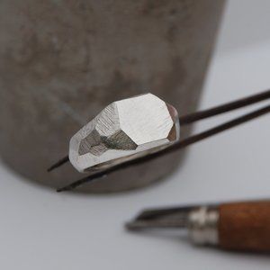 Signet ring. Sterling silver ring . Ring for men. Hammered signet unique ring